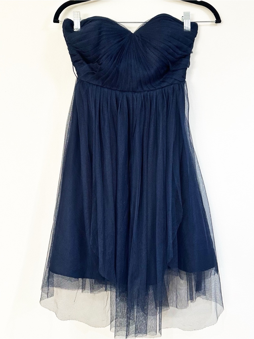 Jenny Yoo Strapless Tulle Tea Length Dress in Navy Size 0